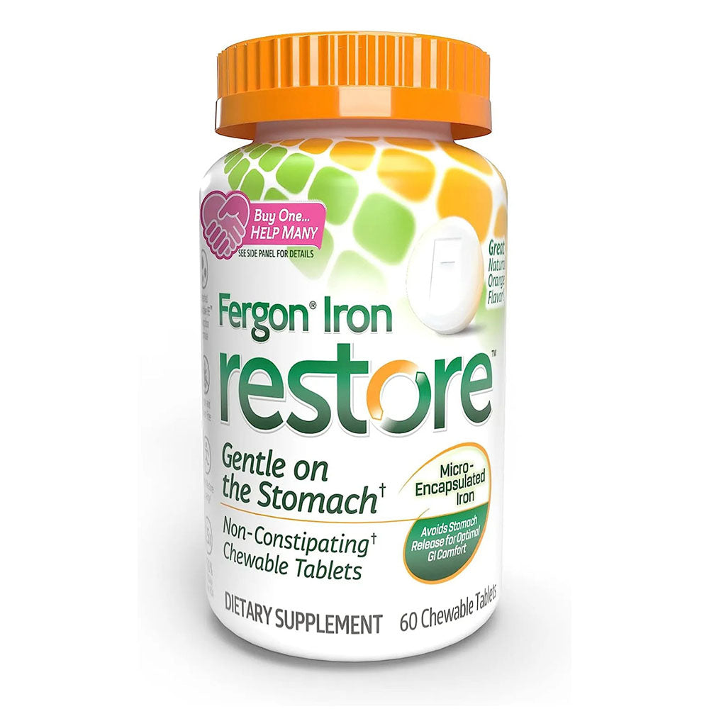 Fergon Iron Restore Chewable Tablets, Gentle On Stomach - 60 Ct