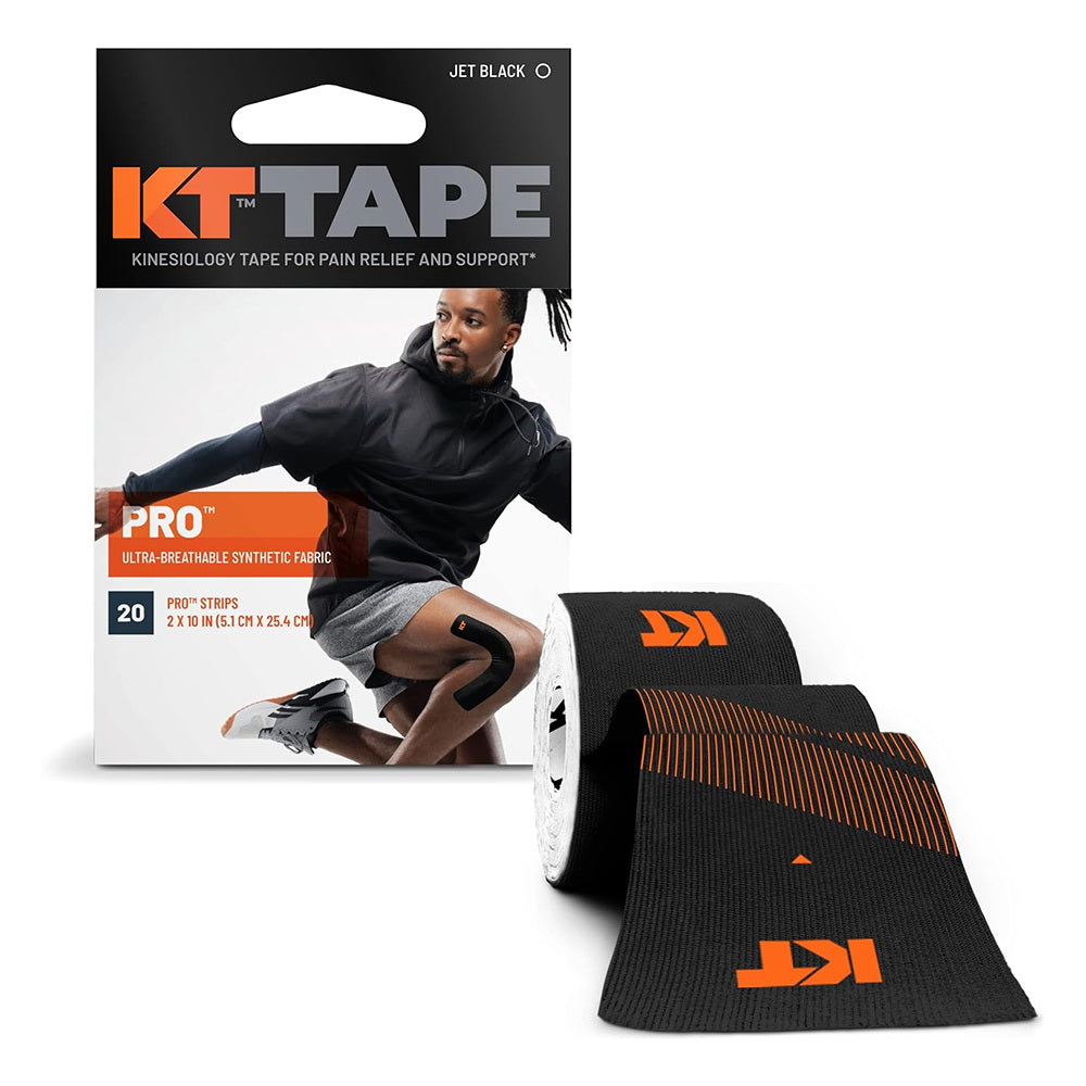 Kt Tape Pro Synthetic Kinesiology Therapeutic Sports Tape, 20 Precut, 10 Strips, Jet Black