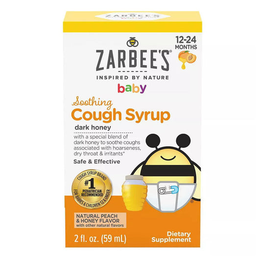 Zarbee'S Baby Soothing Cough Syrup With Dark Honey; Natural Peach & Honey Flavor; 2 Fl Oz
