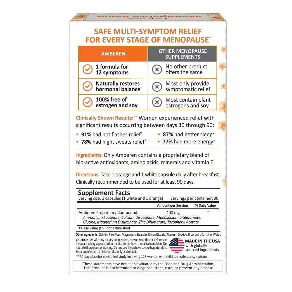 Amberen Menopause Relief Dietary Supplement Capsules - 60Ct