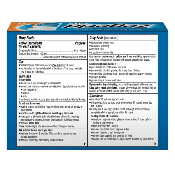 Zegerid OTC Omeprazole 20mg and Sodium Bicarbonate Acid Reducer for Frequent Heartburn Capsules - 42ct