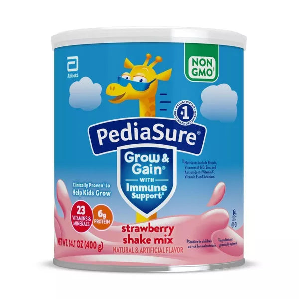 PediaSure Grow & Gain Non-GMO Shake Mix Strawberry Powder - 14.1oz