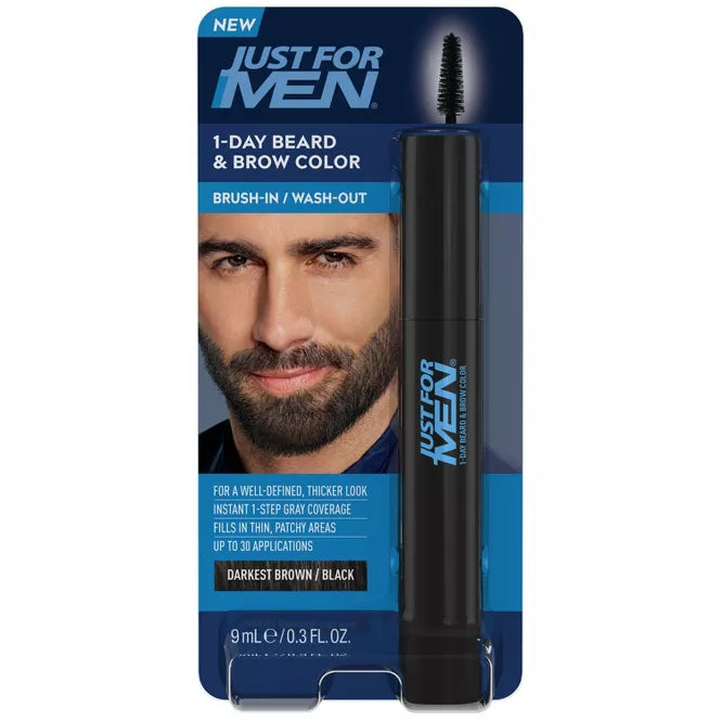 Just For Men 1-Day Temporary Beard & Brow Color Darkest Brown/Black 0.3 fl oz