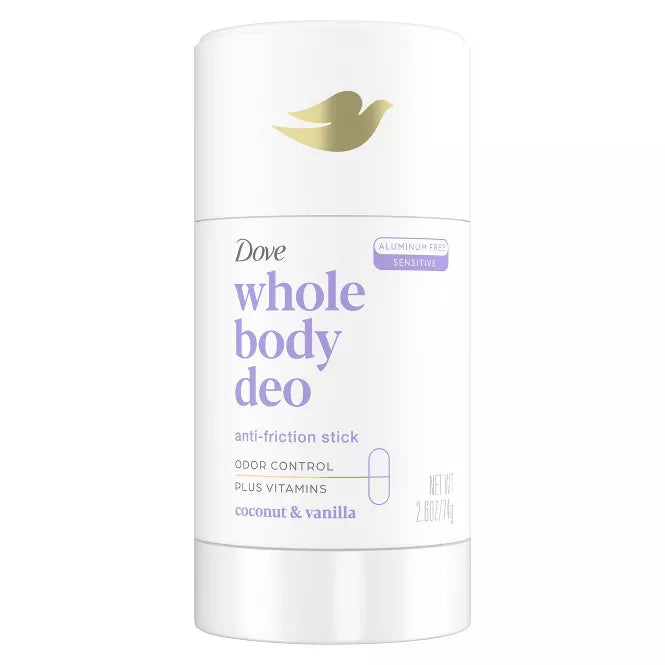 Dove Beauty Aluminum Free Whole Body Deodorant Anti-Chafe Stick - Coconut & Vanilla - 2.6oz