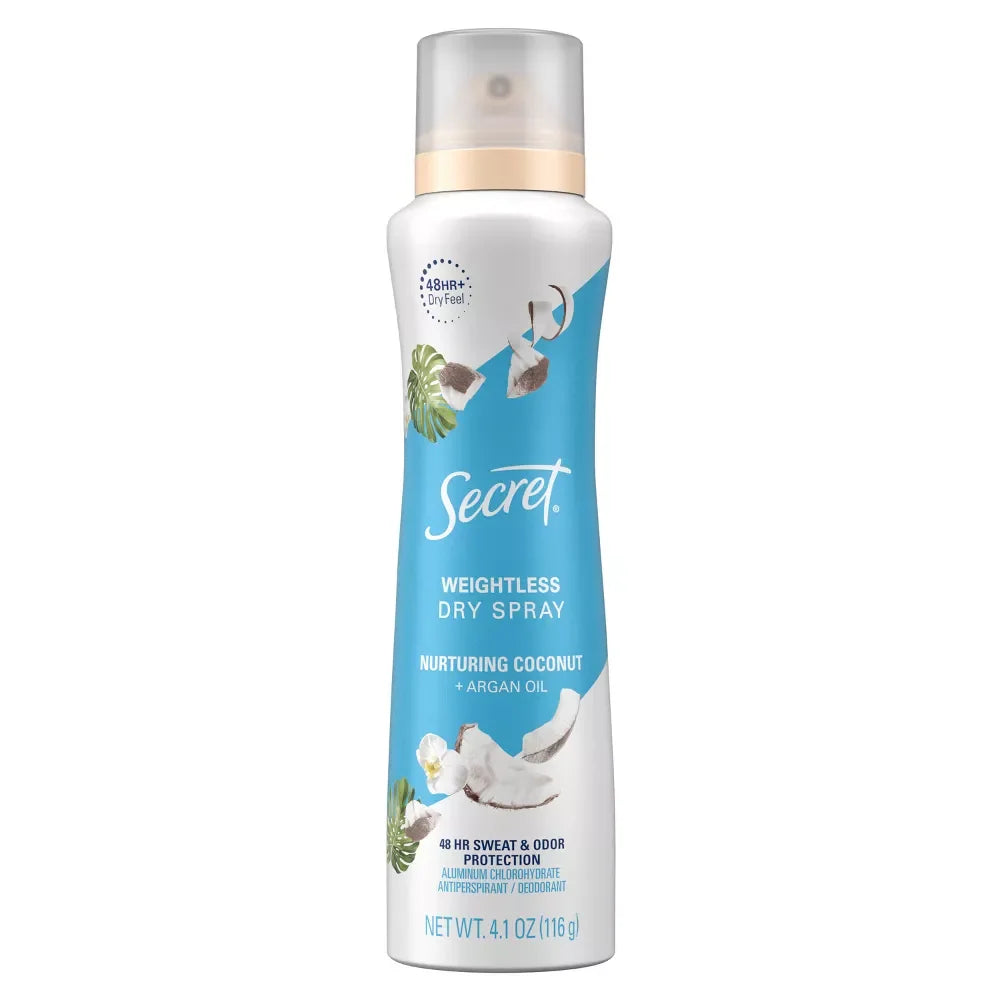 Secret Antiperspirant Deodorant Dry Spray Nurturing Coconut and Argan Oil - 4.1 Oz