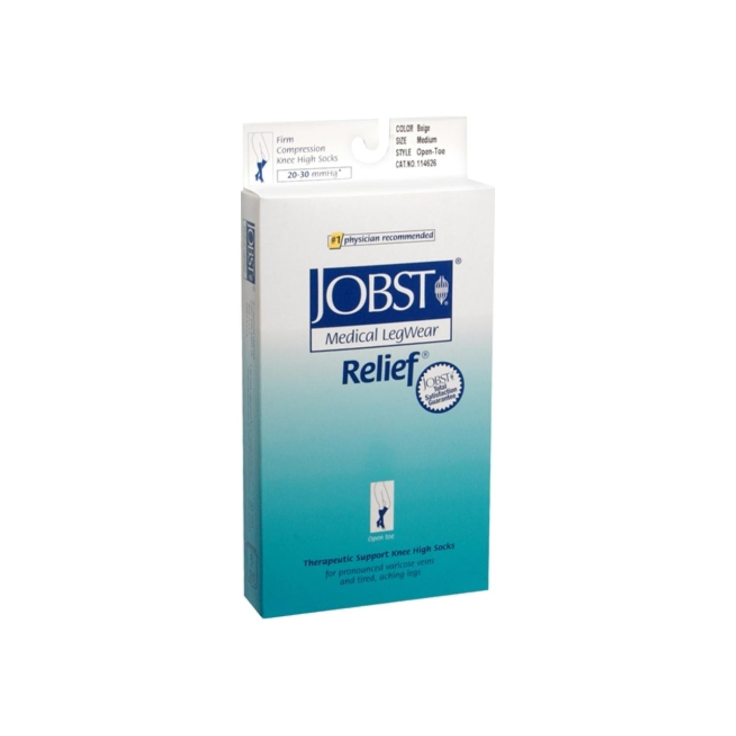 Jobst Medical Legwear Relief Knee High Socks 20-30 Mmhg Medium Beige Open-Toe 1 Pair