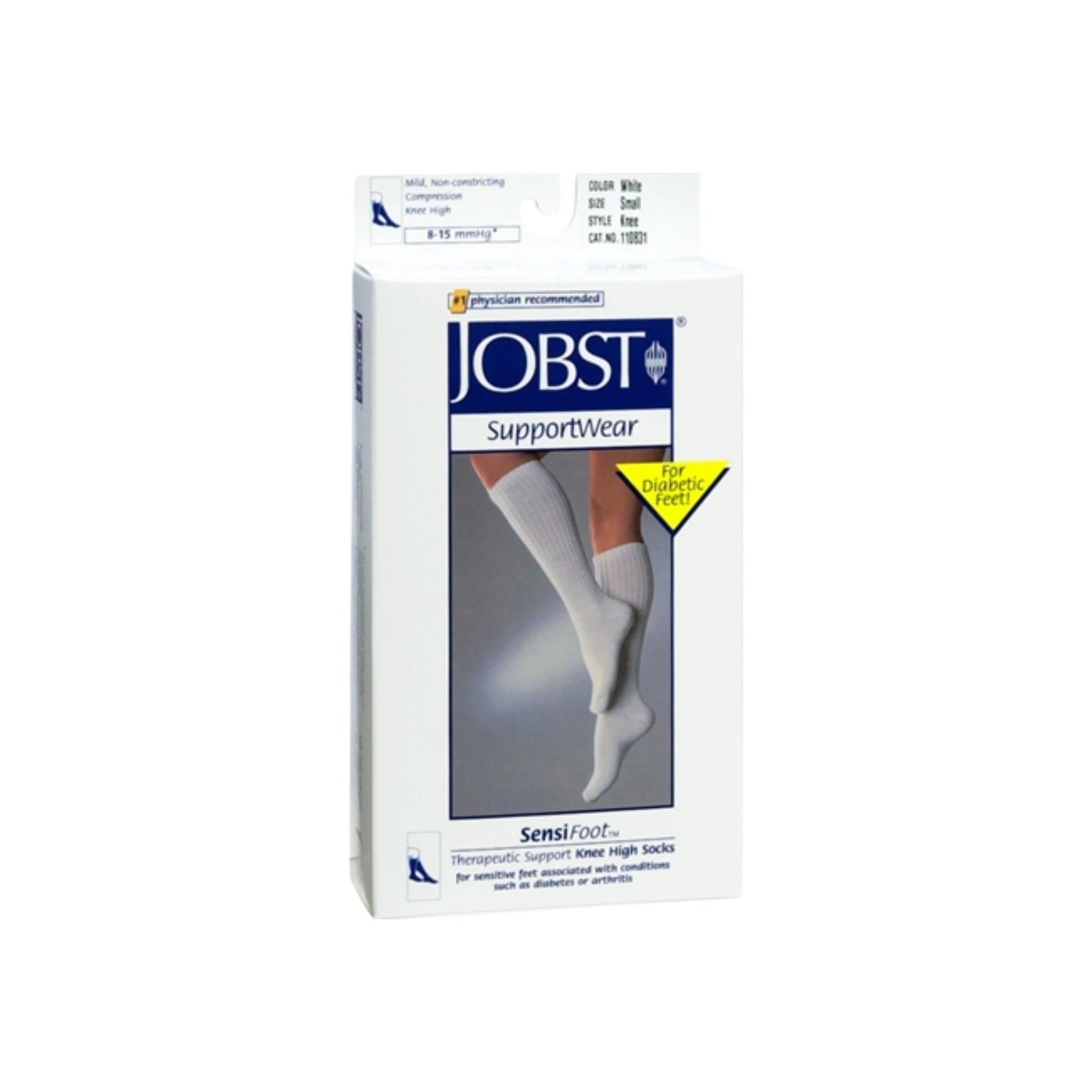 Jobst Supportwear Sensifoot Knee High Socks 8-15 Mmhg White Small 1 Pair
