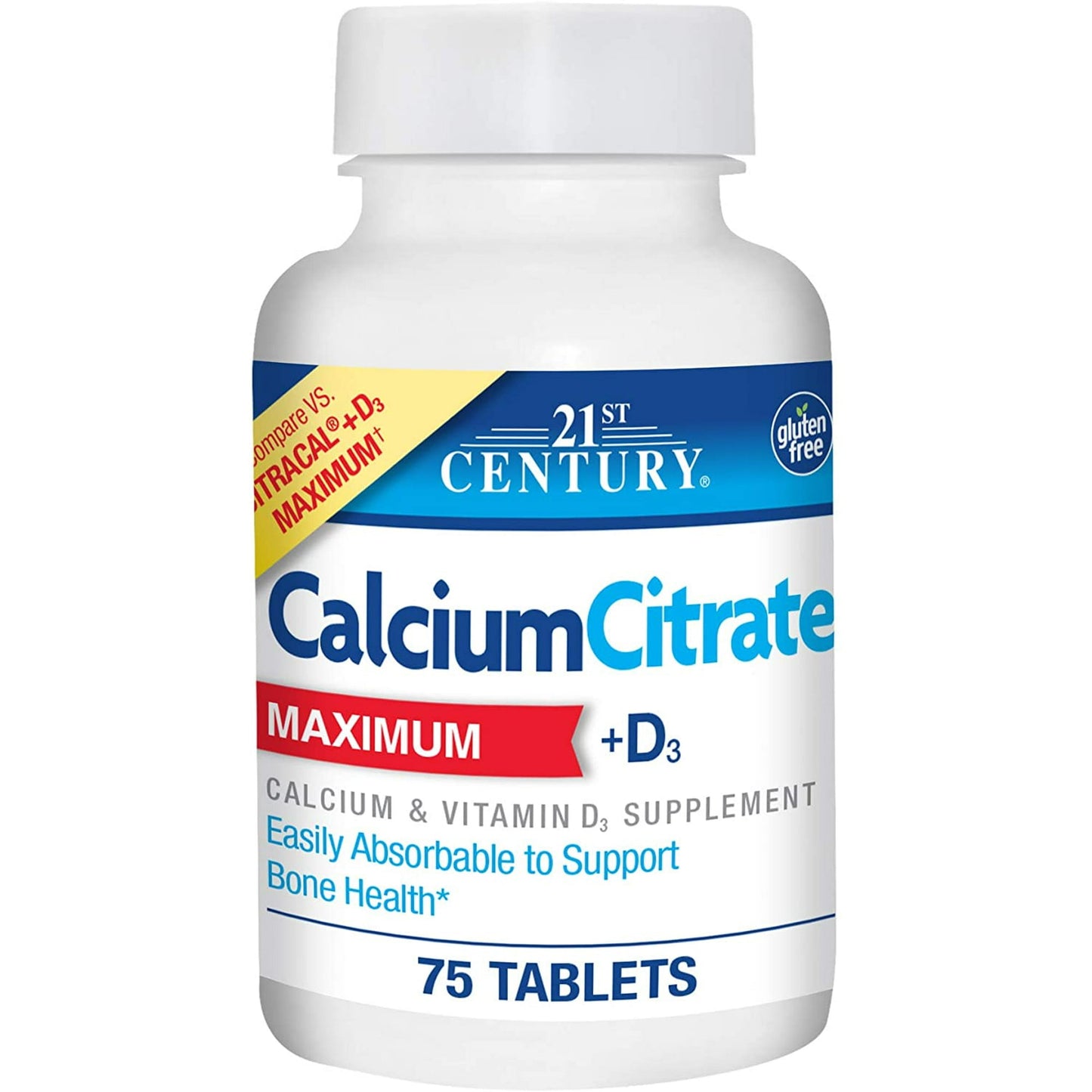 21St Century, Calcium Citrate Maximum + D3 Tablets, 75 Ea