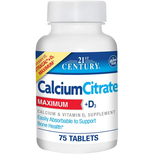 21St Century, Calcium Citrate Maximum + D3 Tablets, 75 Ea
