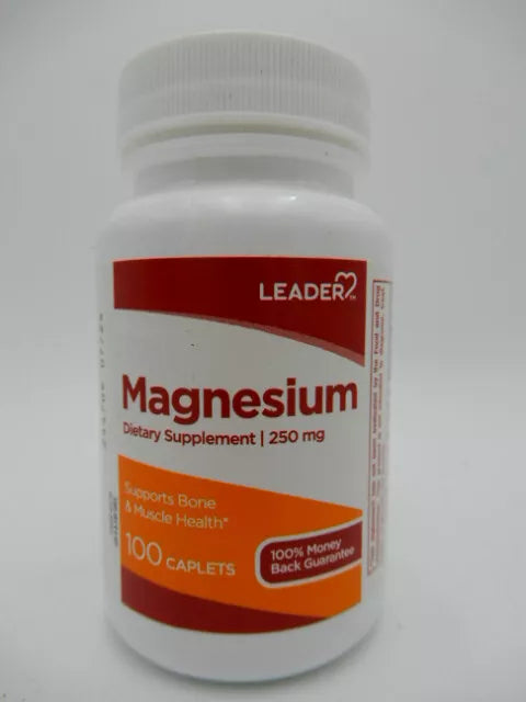 Leader Magnesium 250 mg for Bone & Muscle Health Care- 100 Caplets