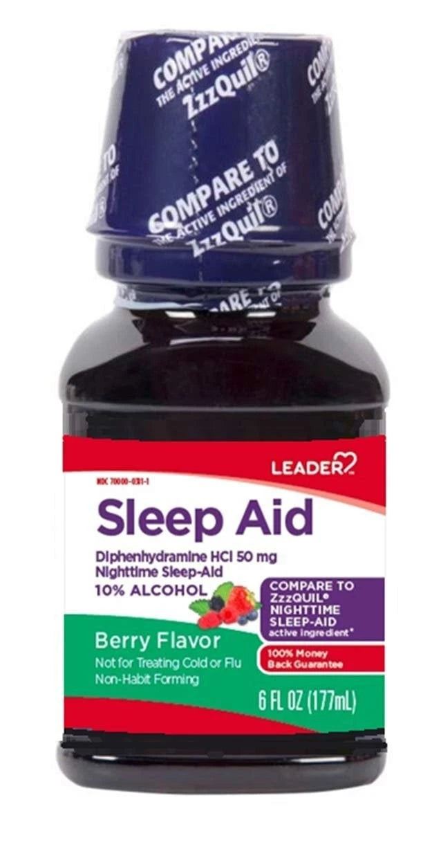 Leader Nighttime Sleep Aid 50Mg Liquid Berry Flavor - 6 Oz