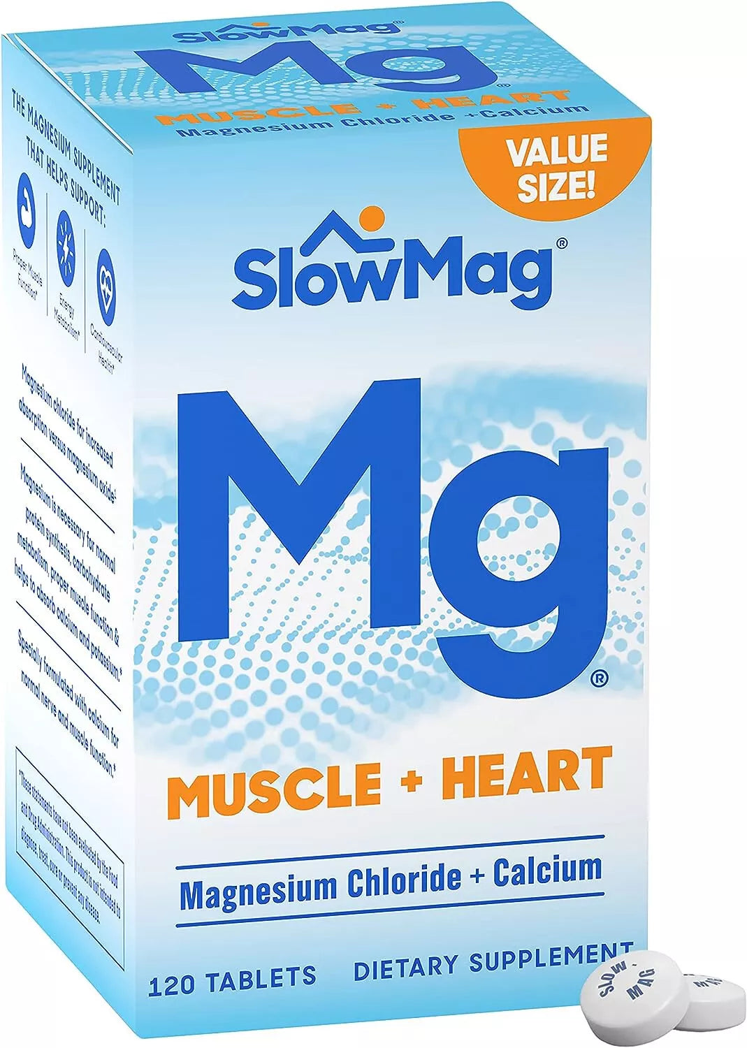 Slowmag Muscle+Heart Magnesium Chloride+Calcium, 120 Tablets