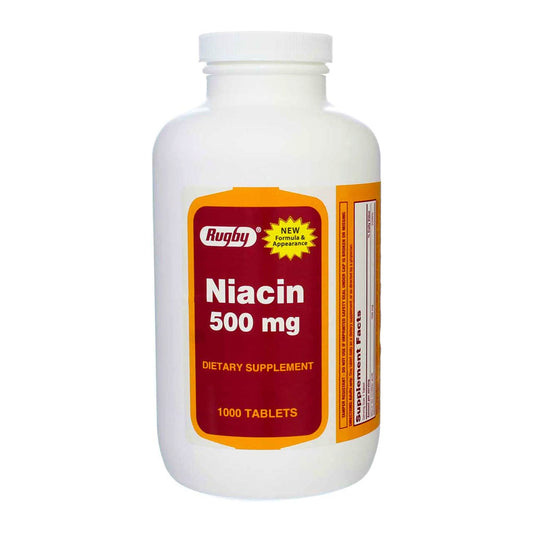 Rugby Niacin, Dietary Supplement Tablets, 500Mg, 1000 - Count