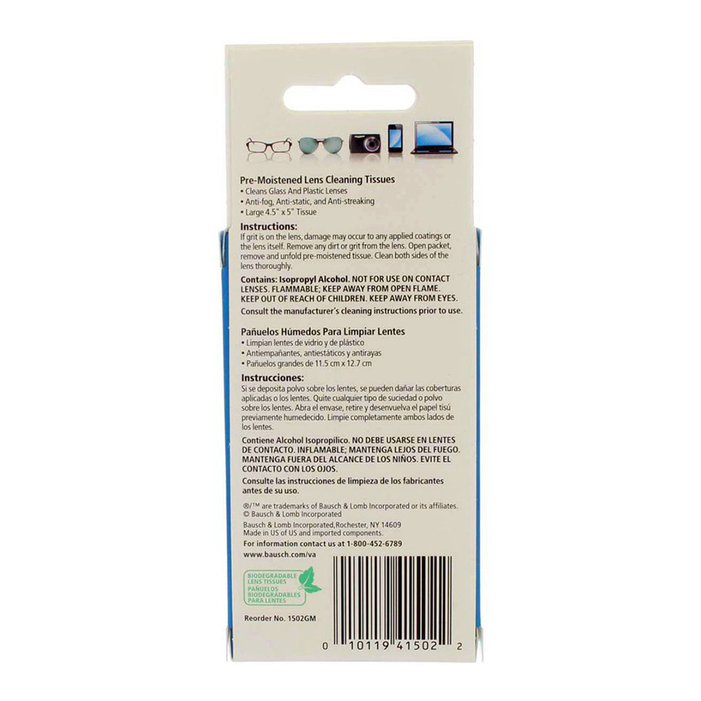 Bausch Plus Lomb Sight Savers Premoistened Lens Cleaning Tissues - 16 Ea