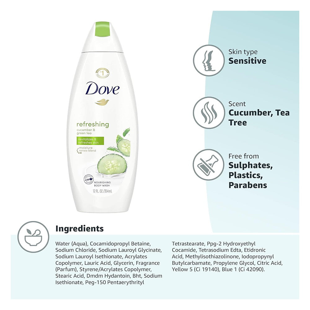 Dove Go Fresh Body Wash, Cool Moisture, Cucumber & Green Tea 12 Oz