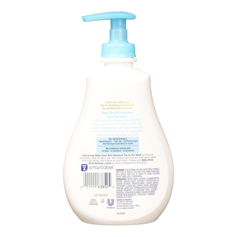 Baby Dove Tip To Toe Wash, Rich Moisture, 13 Ounce Pump - 1 Ea