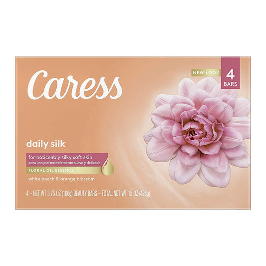 Caress Daily Silk Beauty Bar Soap, 4 Bars - 3.75 Oz