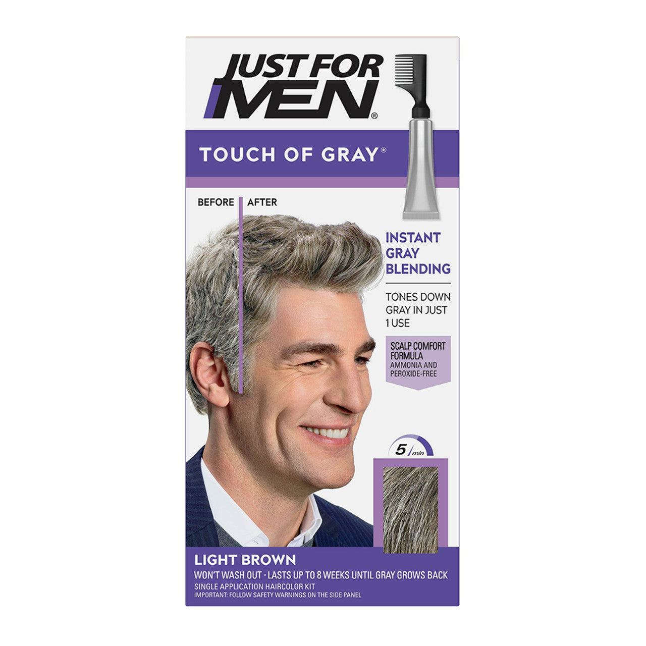 Just For Men Touch Of Gray Hair Color Light Brown Gray T 25, 1 Ea