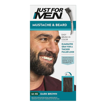 Just For Men Brush-In Mustache, Beard And Sideburns, Dark Brown - Kit