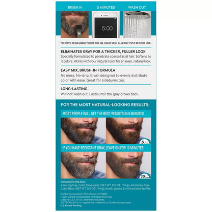 Just For Men Brush-In Color Gel for Mustache & Beard, Real Black M-55, 1 ea