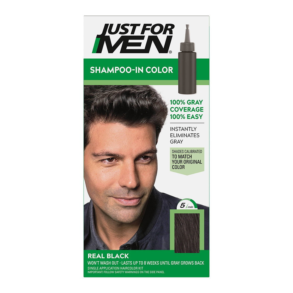 Just For Men Shampoo-In Hair Color, Natural Real Black - Kit