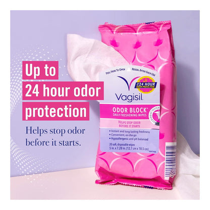 Vagisil Odor Block 20 Wipes 1 Ea