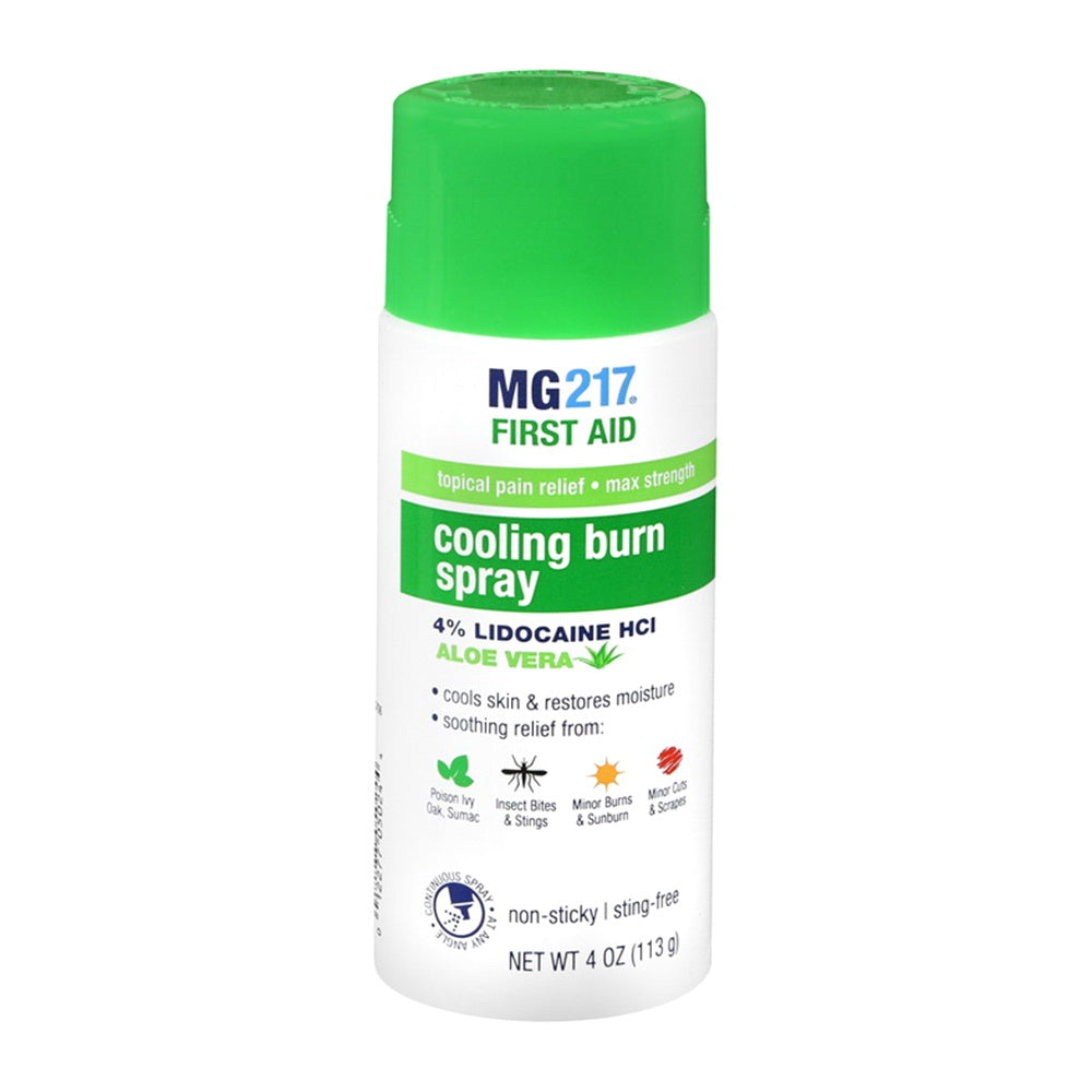 Mg217 Maximum Strength Pain Relief Cooling Burn Spray, With Lidocaine And Aloe Vera, 4 Oz