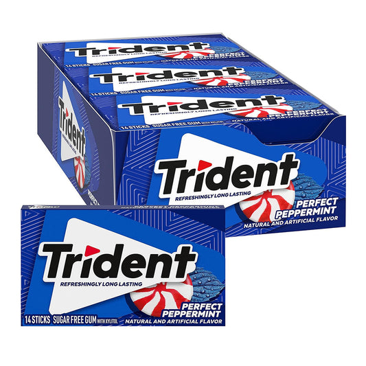 Trident Peppermint Sugar Free Gum, 12 Ea