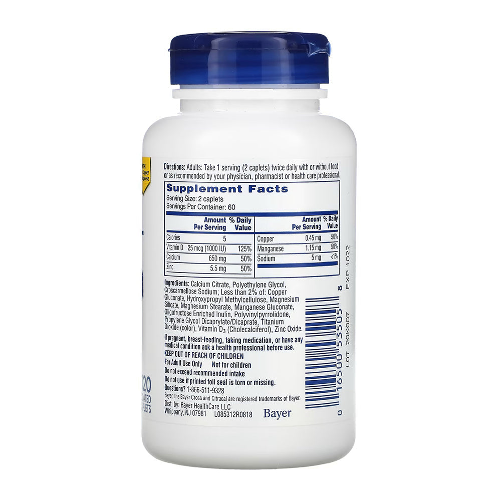 Citracal Calcium Citrate Supplements With Vitamin D Coated Caplets - 120 Ea