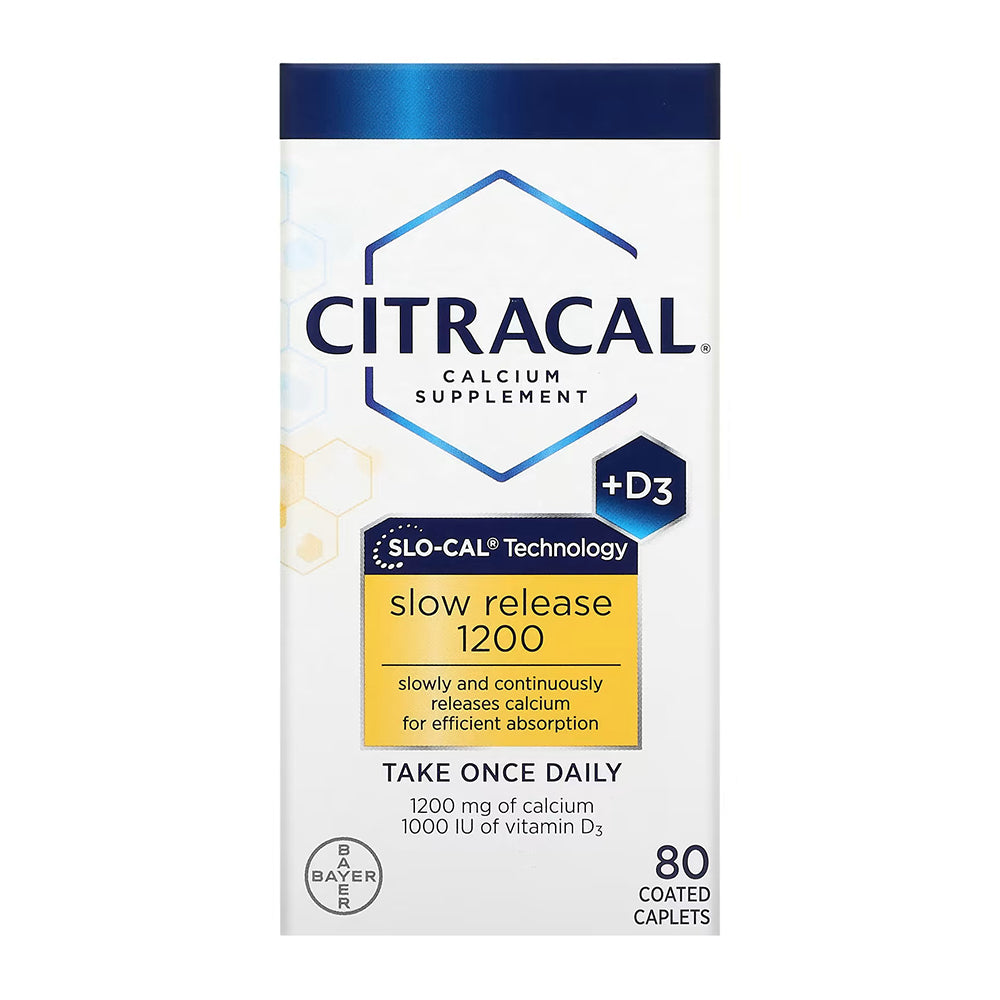 Bayer Citracal Slow Release 1200 With Calcium+D3 Coated Caplets, 80 Ea