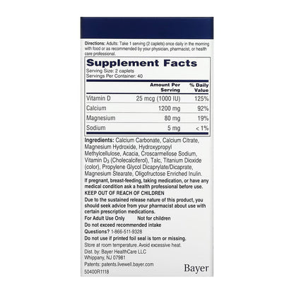 Bayer Citracal Slow Release 1200 With Calcium+D3 Coated Caplets, 80 Ea