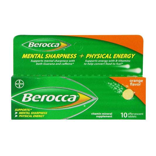 Berocca Mental Sharpness Plus Physical Energy Effervescent Orange Tablets - 10 Ea