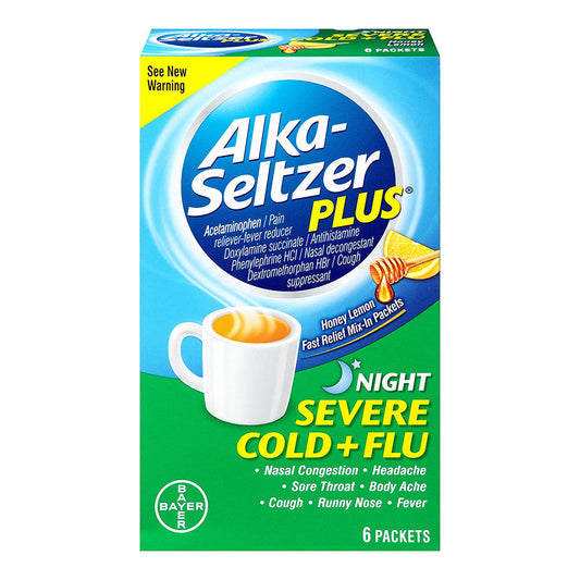 Alka-Seltzer Plus Severe Cold And Flu Night Powder - 6 Count