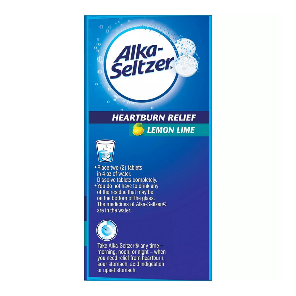 Alka Seltzer Antacid & Pain Relief Lemon Lime Tablets - 36 Ct