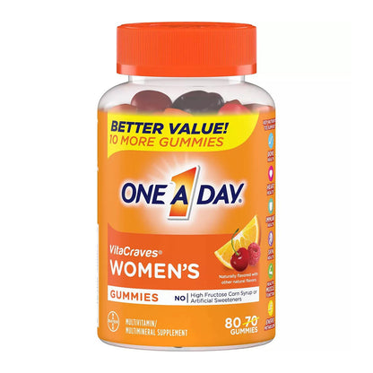 One A Day Women'S Vitacraves Multivitamin Gummies - Orange, Cherry & Berry - 80 Ct