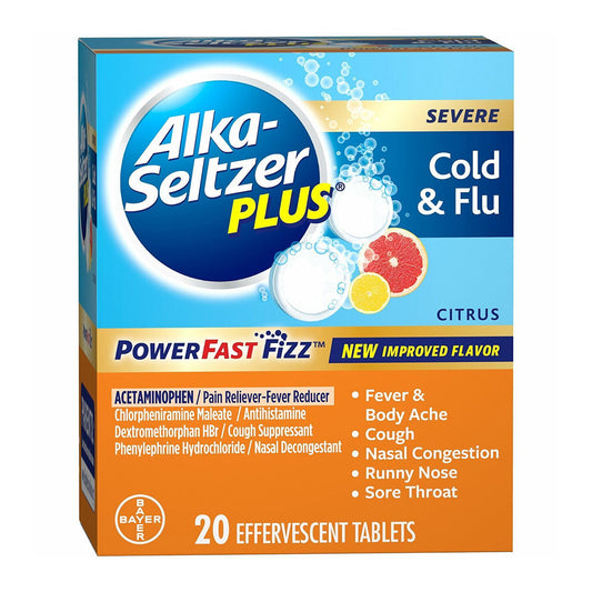 Alka-Seltzer Plus Severe Non-Drowsy Cold & Flu Power Fast Fizz Citrus Effervescent Tablets - 20 Ct