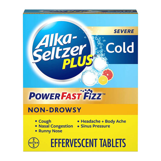 Alka-Seltzer Plus Non-Drowsy Cold Powerfast Fizz Effervescent Tablets For Adults - 20 Count