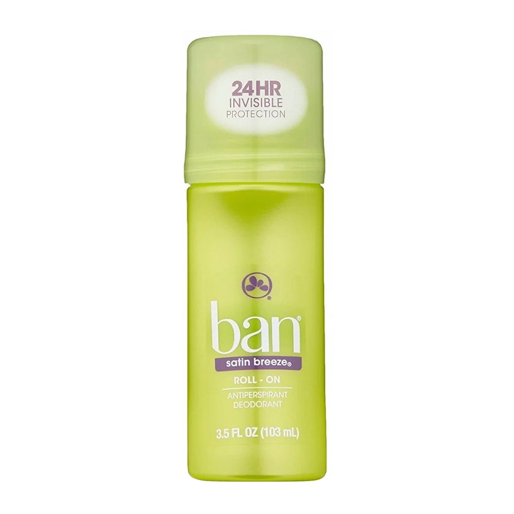 Ban Roll-On Antiperspirant Deodorant, Satin Breeze - 3.5 Oz