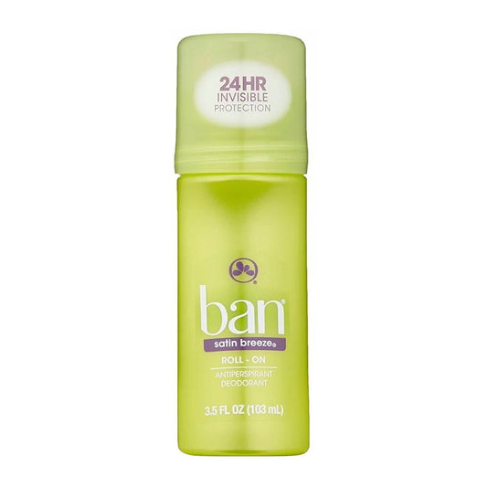Ban Roll-On Antiperspirant Deodorant, Satin Breeze - 3.5 Oz