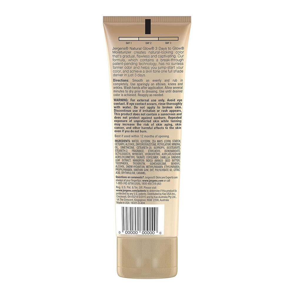 Jergens Natural Glow 3 Days To Glow Moisturizer, Fair To Medium - 4 Oz