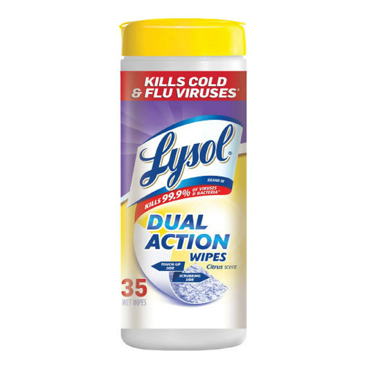 Lysol Dual Action Disinfecting Wipes, Citrus Scent - 35 Ct