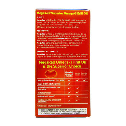 Megared Extra Strength Omega 3 Krill Oil 500Mg Supplement, 40 Ct