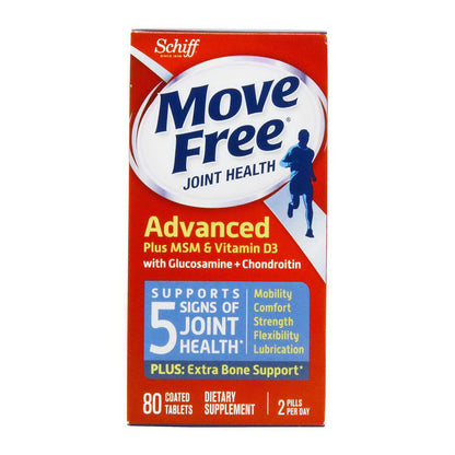 Schiff Move Free Advanced , Triple Strength Plus Msm & Vitamin D3, 80 Coated Tablets