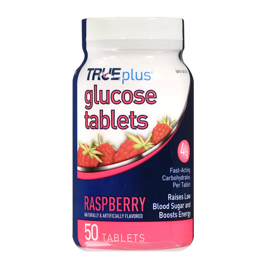Trueplus Glucose Tablets, Raspberry Flavor - 50Ct