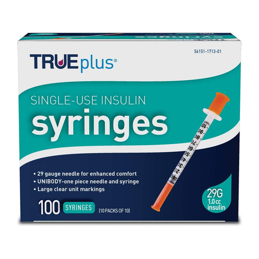 Trueplus Insulin Syringes 29G 1.0Cc 1/2" - 100 Ct