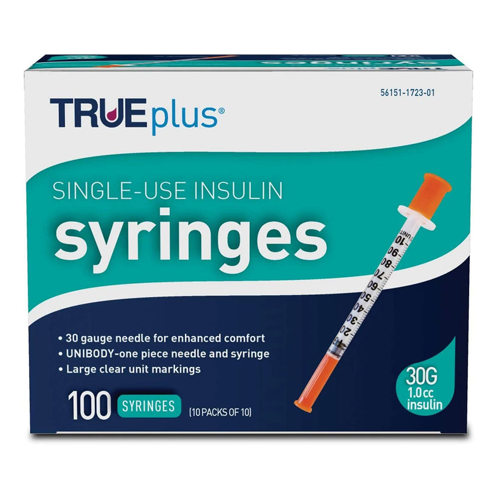Trueplus Insulin Syringes 30G 1.0Cc 5/16" - 100 Ct