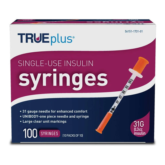 Trueplus Insulin Syringes 31G - 100 Ct