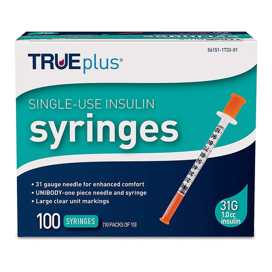 Trueplus Insulin Syringes 31G 1.0Cc 5/16" - 100 Ct