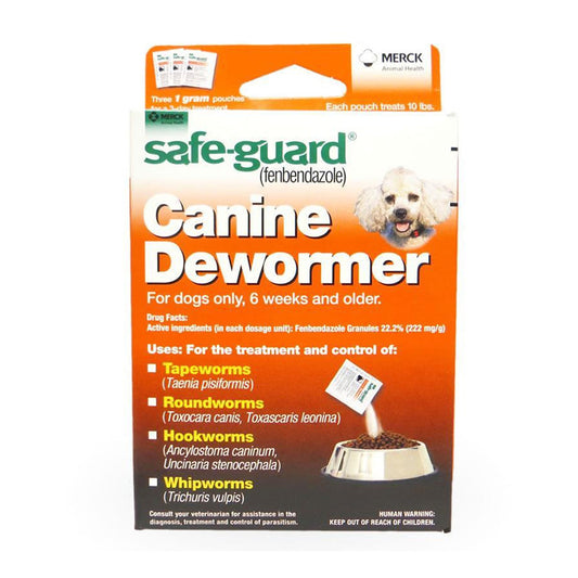 Safe-Guard (Fenbendazole) Canine Dewormer For Dogs, 1Gm Pouch (Ea. Pouch Treats 10Lbs.)