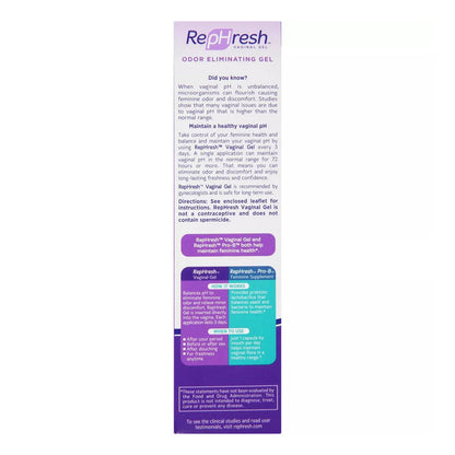 Rephresh Vaginal Gel, Odor Eliminating Gel, 4 Ea